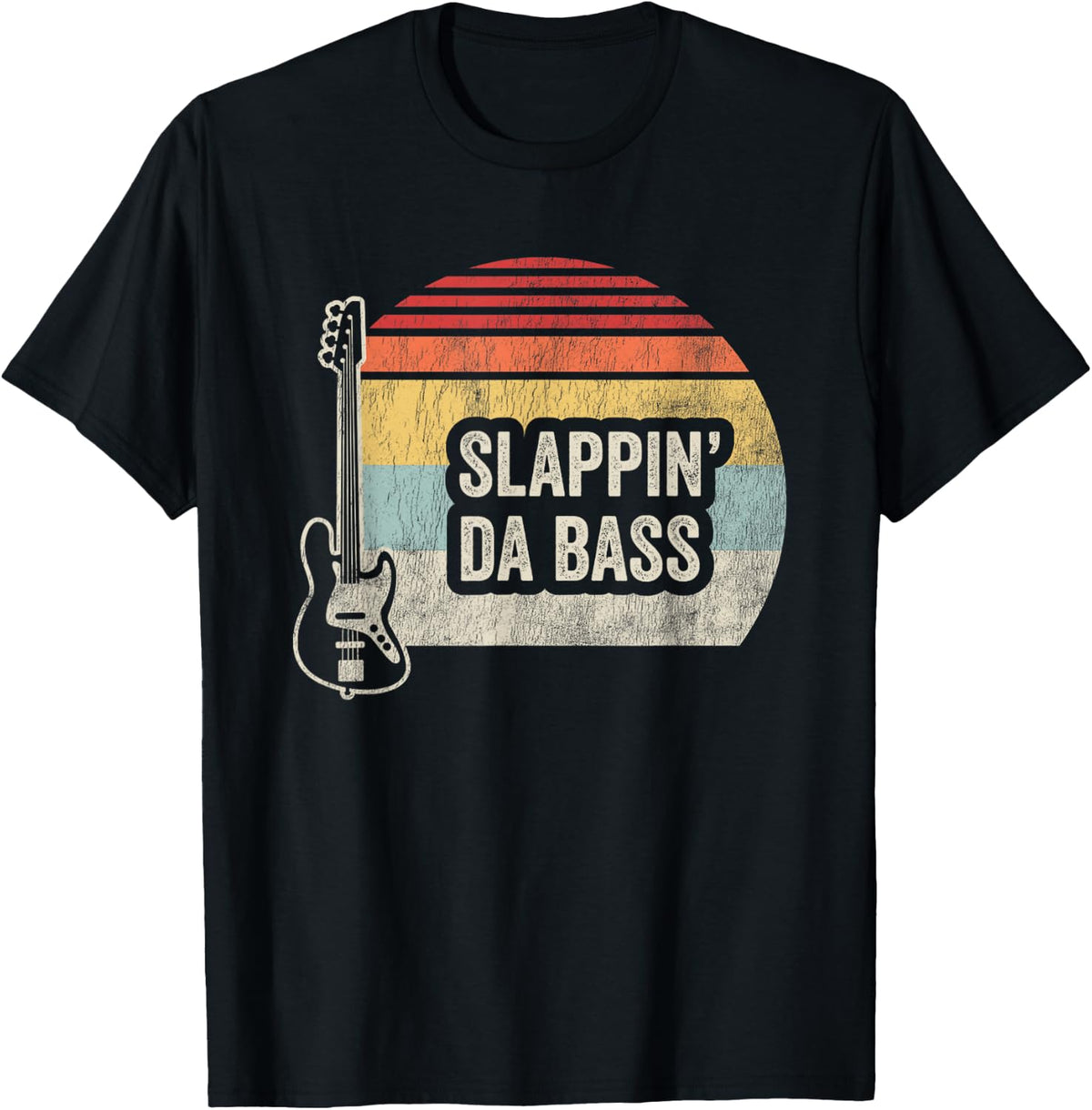 Slappin Da Bass Funny Bass Guitar Player Musician Retro T-Shirt - T-Shirt | Black