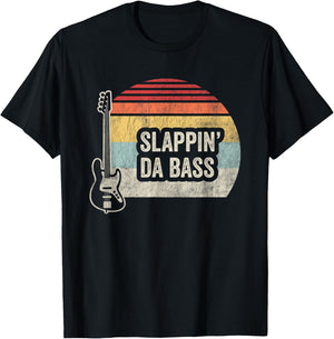 Slappin Da Bass Funny Bass Guitar Player Musician Retro T-Shirt - T-Shirt | Black