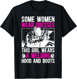 Female Welder Girl Proud Welding Women Welding Girl T-Shirt - T-Shirt | Black