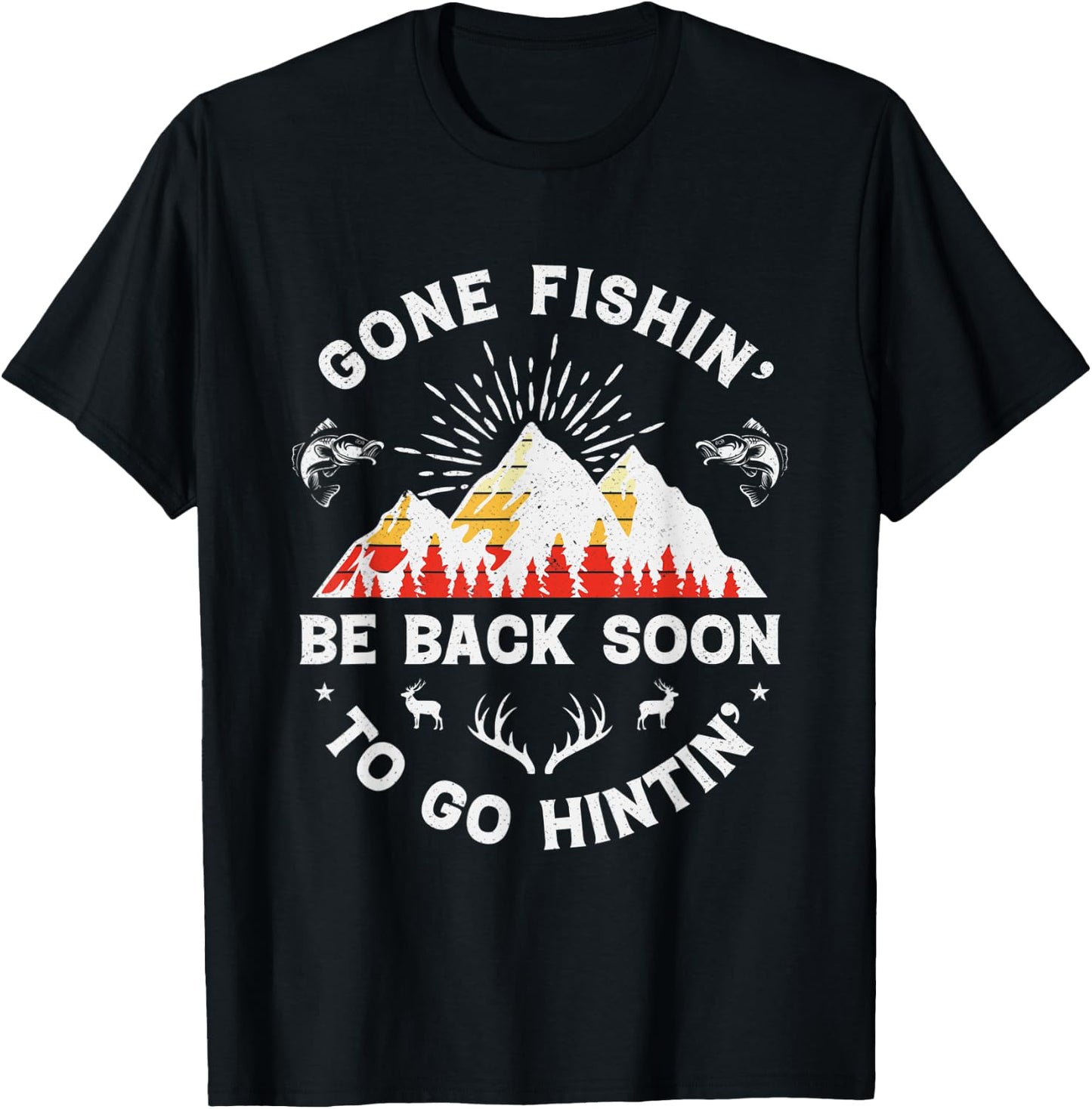 Fishing Hunter Shirt Deer Hunting Fisherman Fish Hunt Gifts T-Shirt - T-Shirt | Black