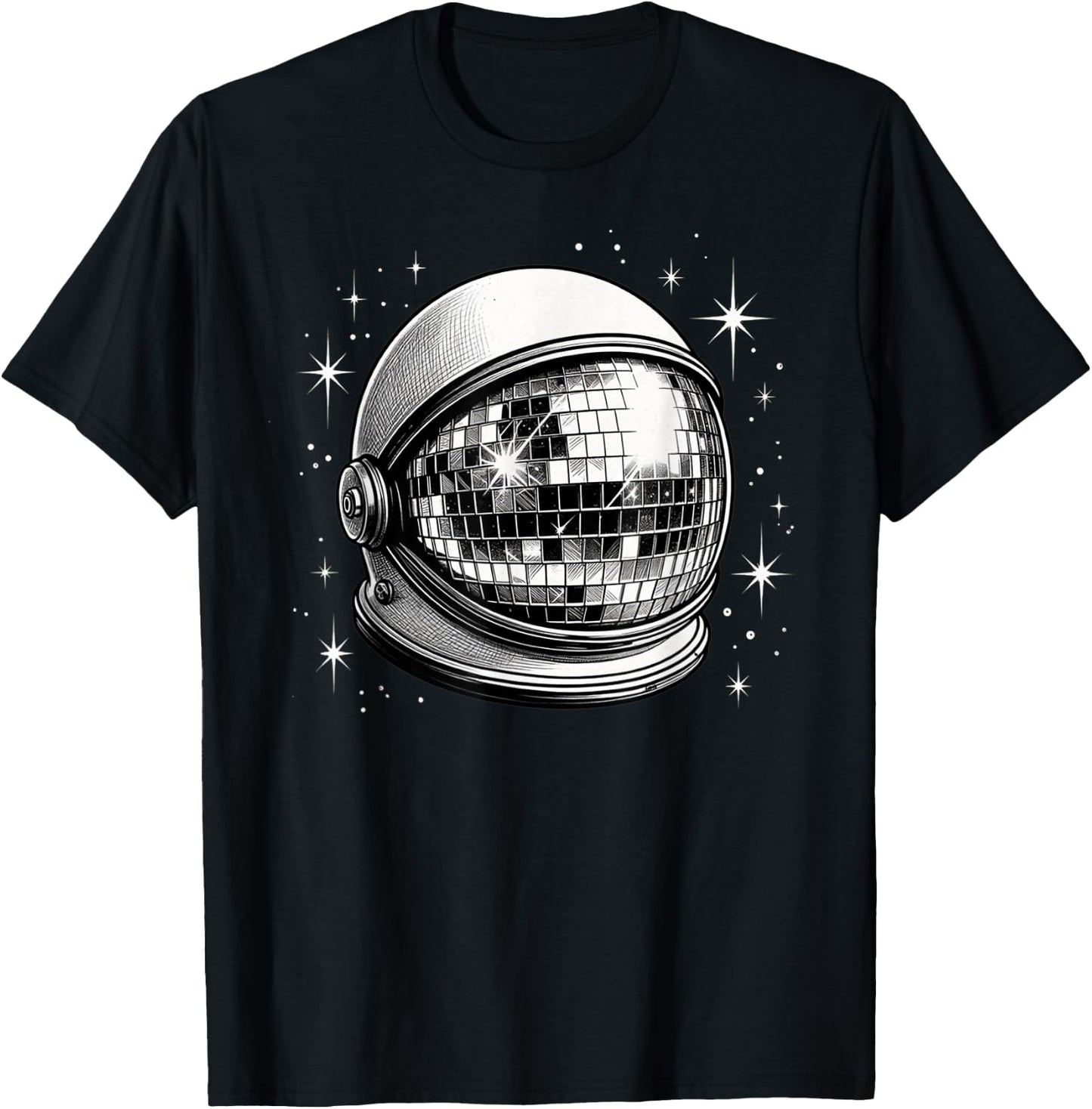 Outer Space Astronaut Helmet Disco Ball T-Shirt - T-Shirt | Black