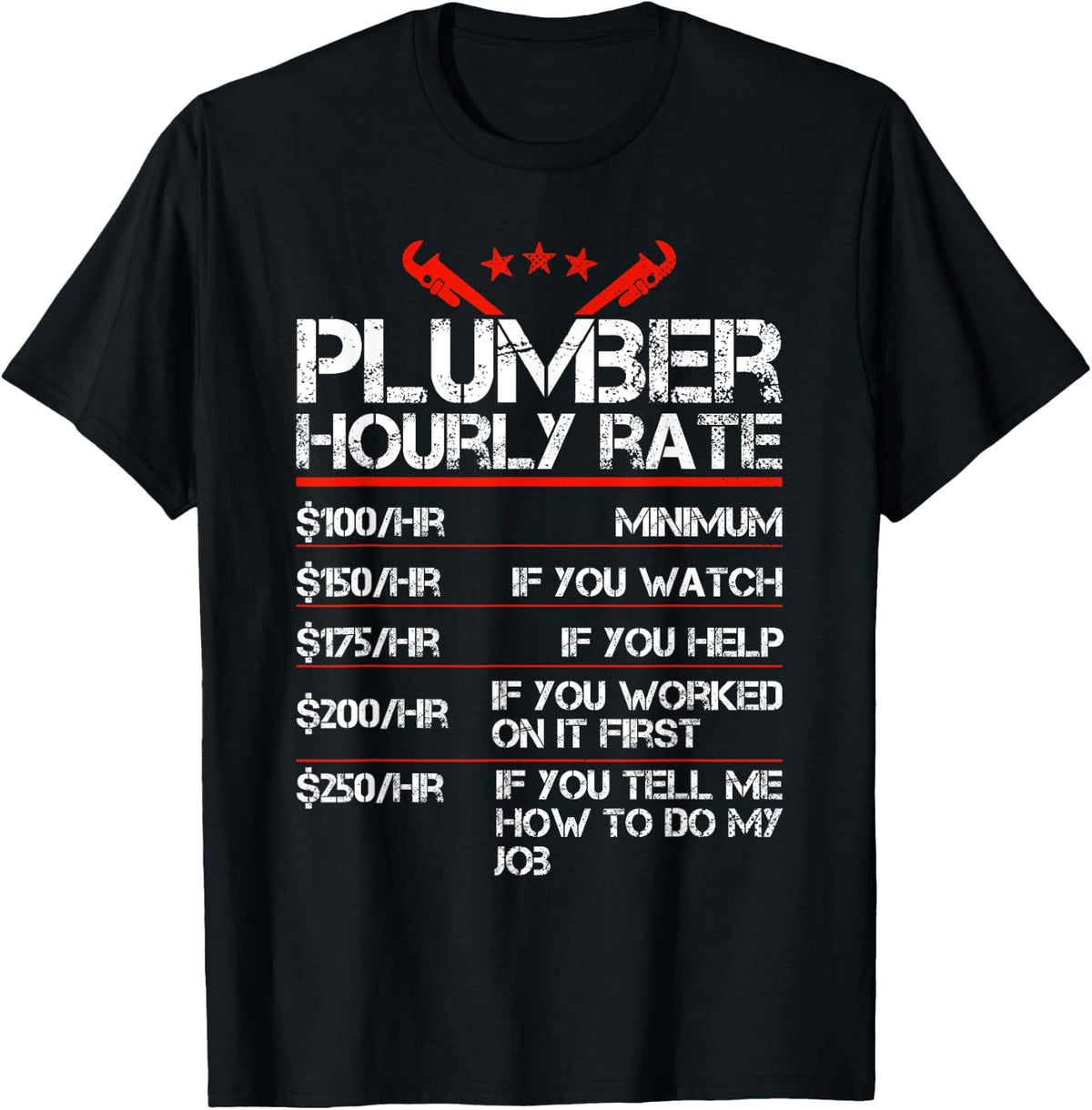 Funny Plumber Gifts Plumber Hourly Labor Rates Plumber Men T-Shirt - T-Shirt | Black