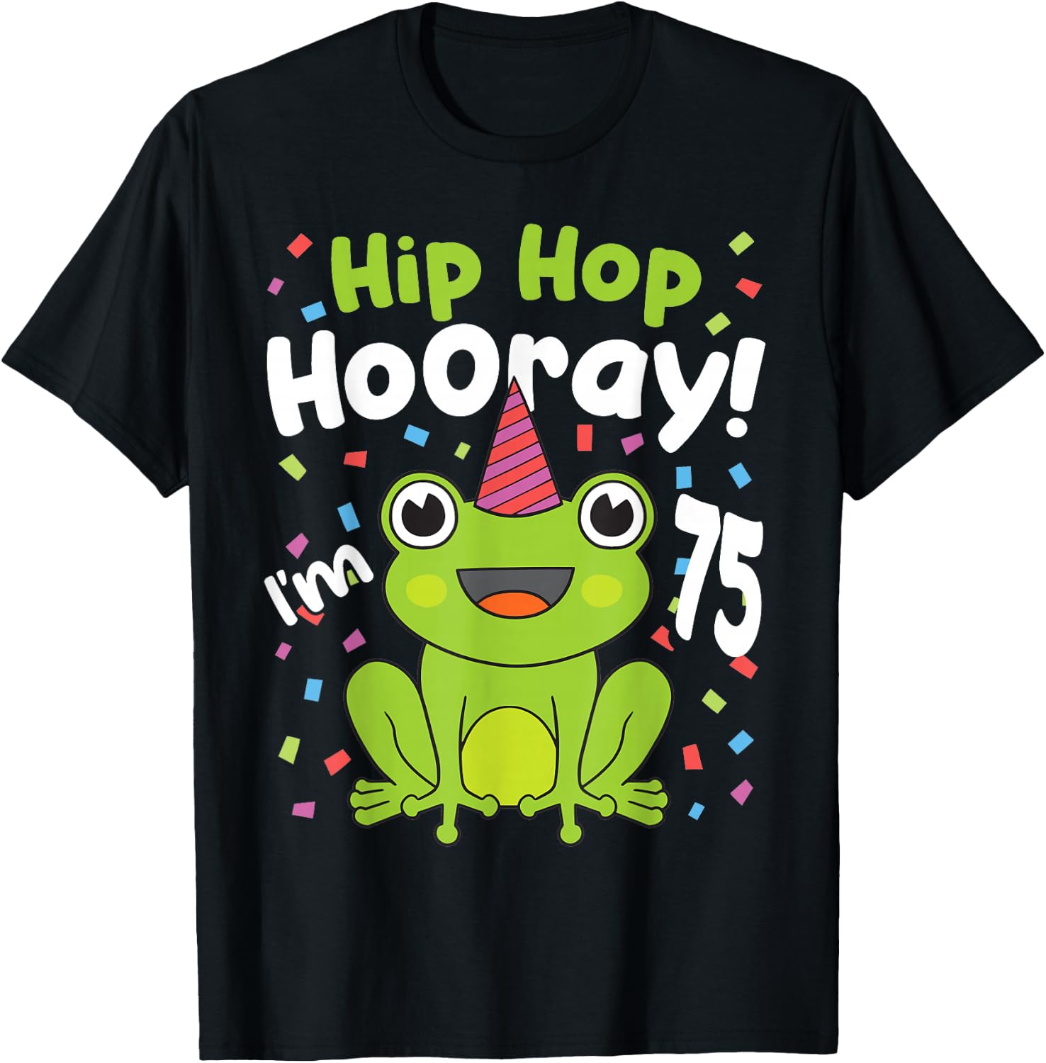 75th Birthday Boy Frog Lover 75 Year Old Funny B-Day T-Shirt - T-Shirt | Black