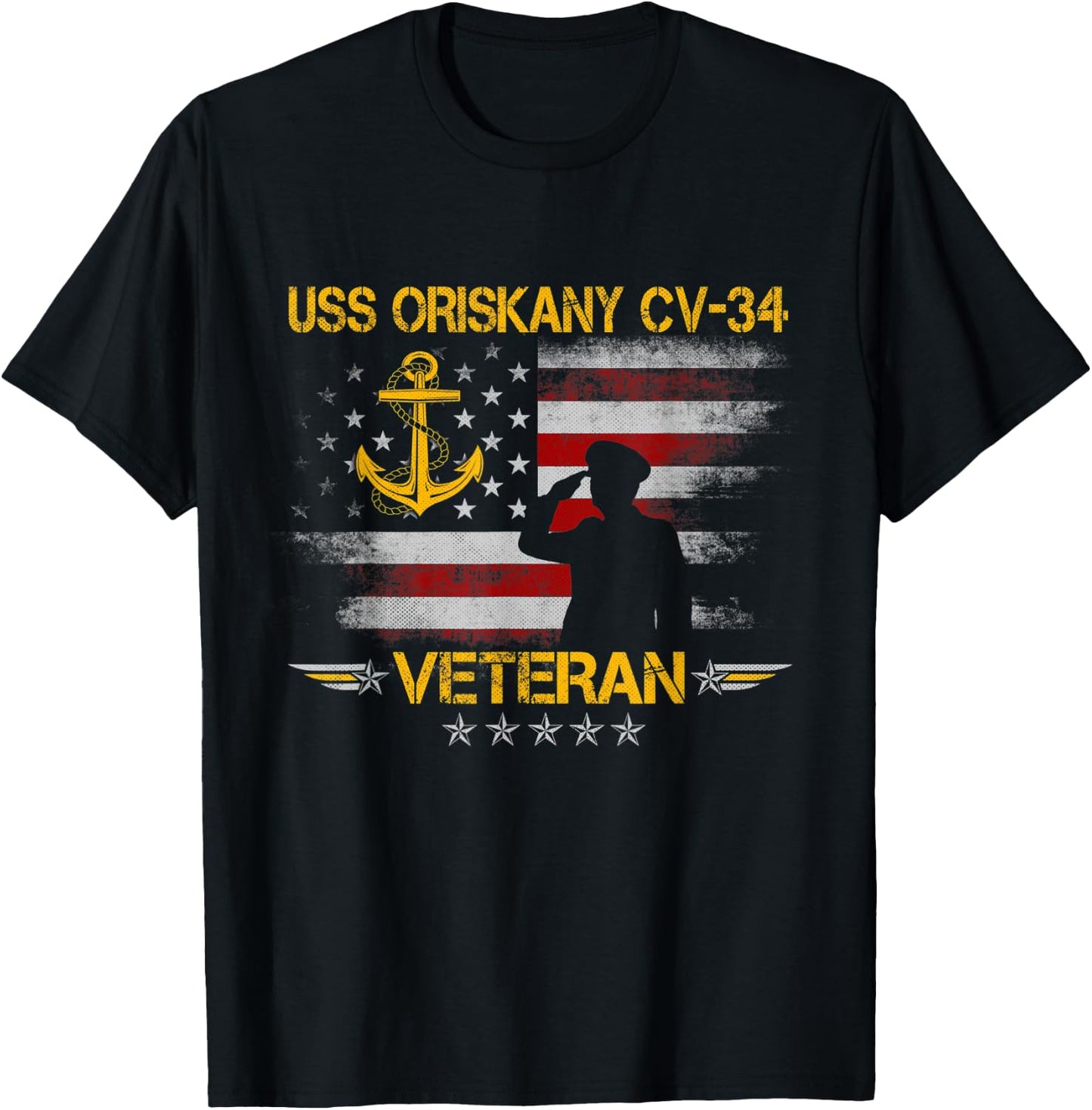 USS Oriskany (CV-34) Aircraft Carrier Veteran Flag Vintage T-Shirt - T-Shirt | Black