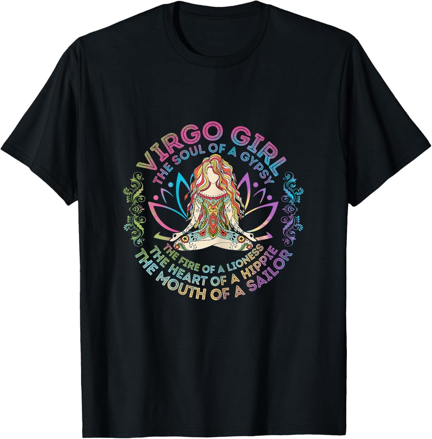 Virgo Girl The Soul Of A Gypsy Birthday Hippie Soul T-Shirt - T-Shirt | Black