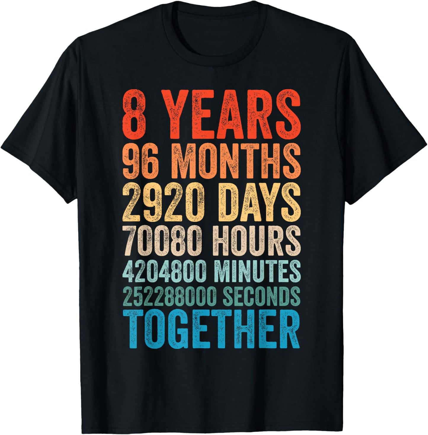 8 Year Anniversary Him Her Couple 8th Wedding T-Shirt - T-Shirt | Black