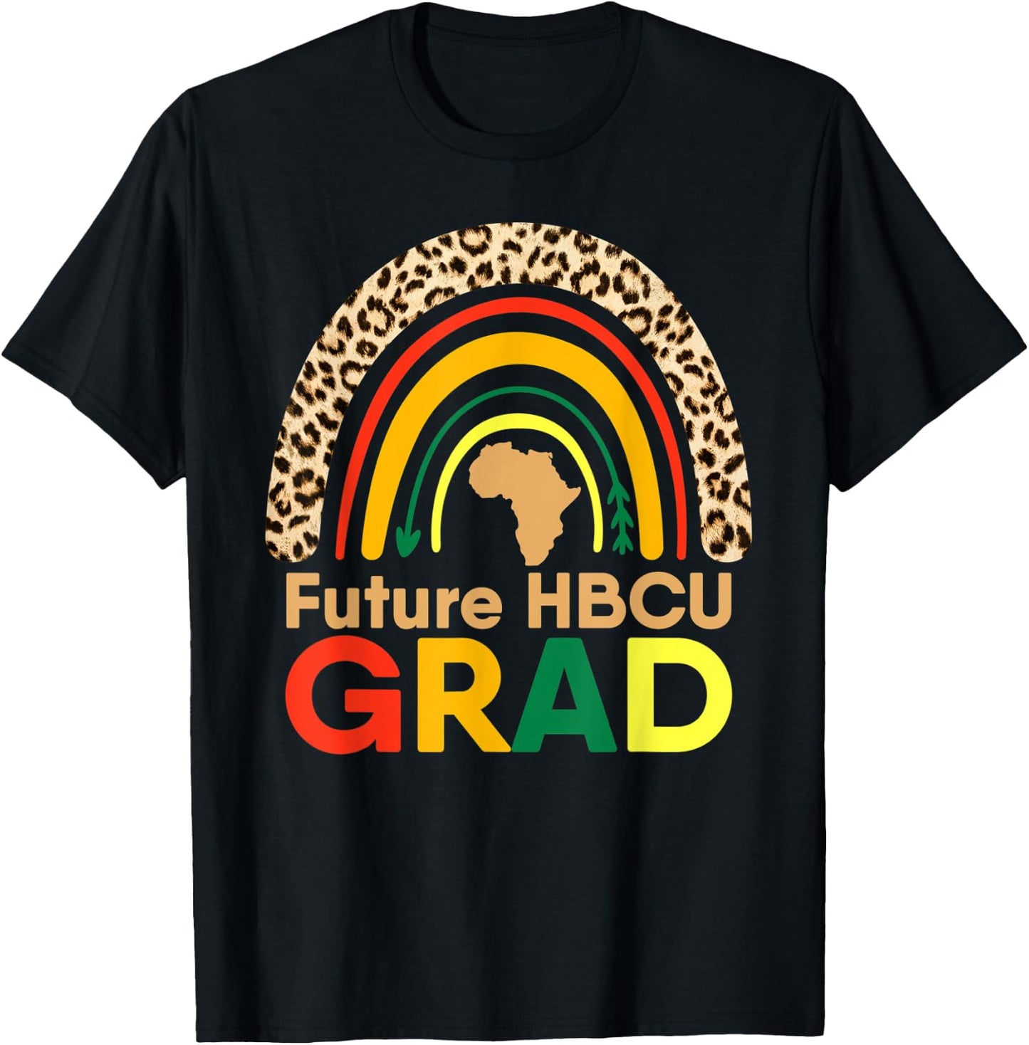 HBCU African American College Graduation Rainbow Leopard T-Shirt - T-Shirt | Black