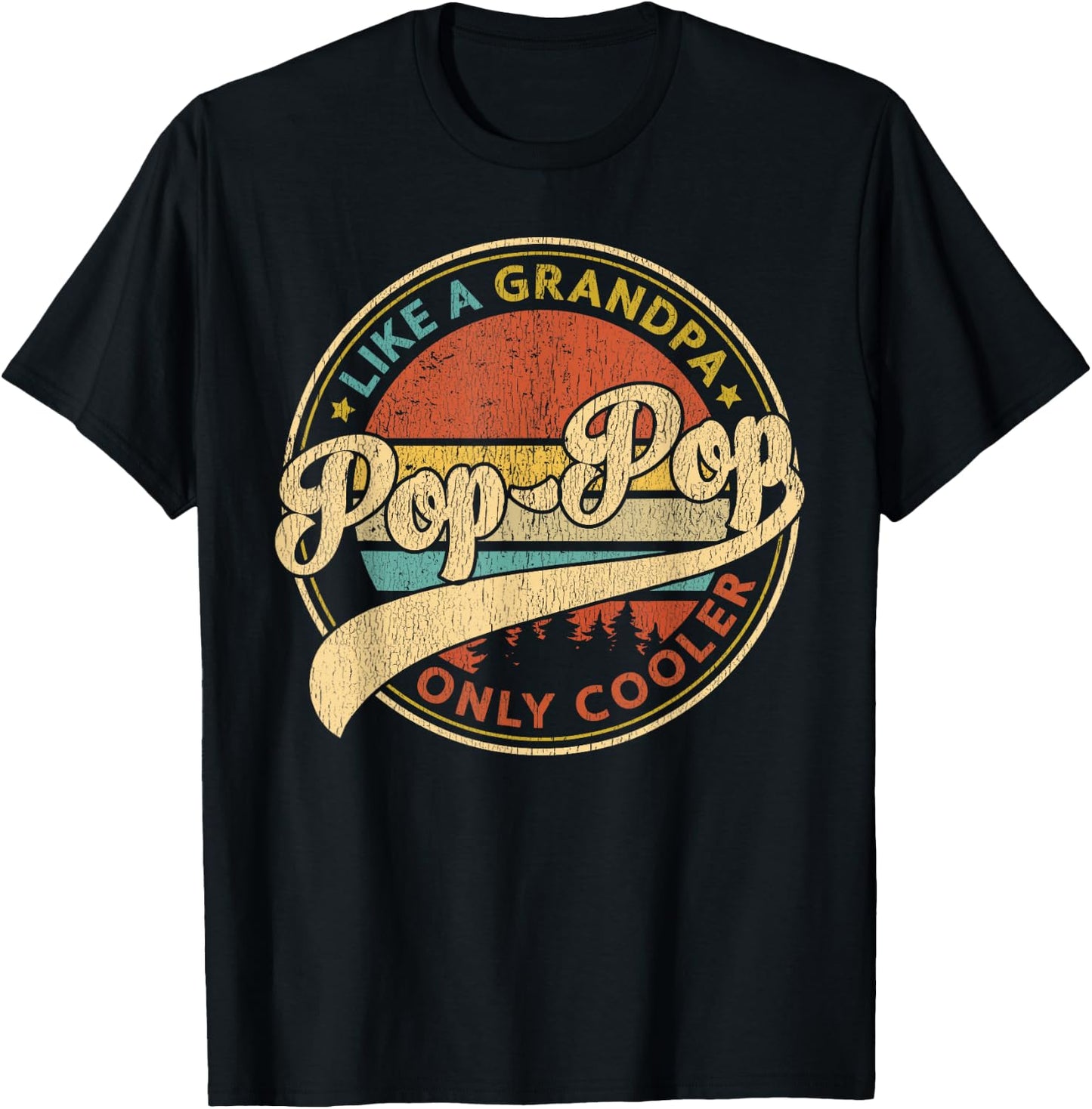 Pop Pop Like A Grandpa Only Cooler Retro Pop-Pop Fathers Day T-Shirt - T-Shirt | Black
