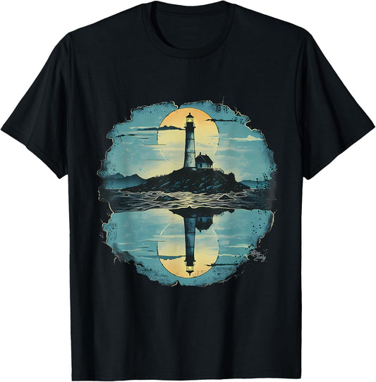 Light House Seaside House Sailing Sea Beach Lighthouse T-Shirt - T-Shirt | Black