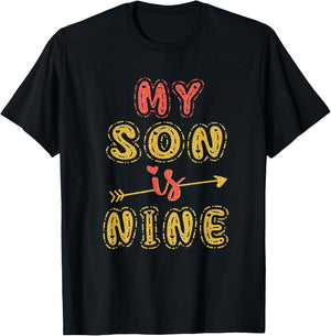My Son Is Nine Years Old 9th Birthday Idea T-Shirt - T-Shirt | Black
