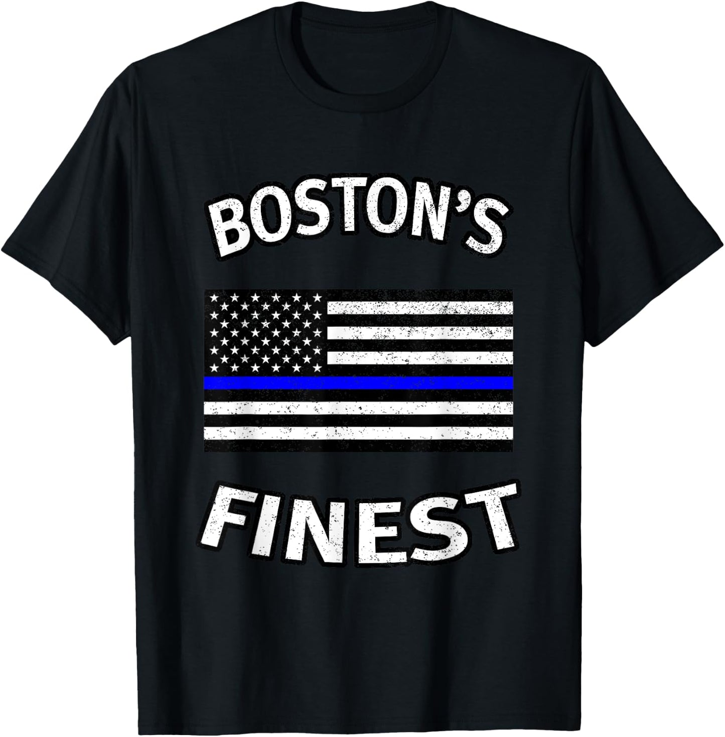 Boston's Finest/ Thin Blue Line Shirt - Police Family T-Shirt - T-Shirt | Black