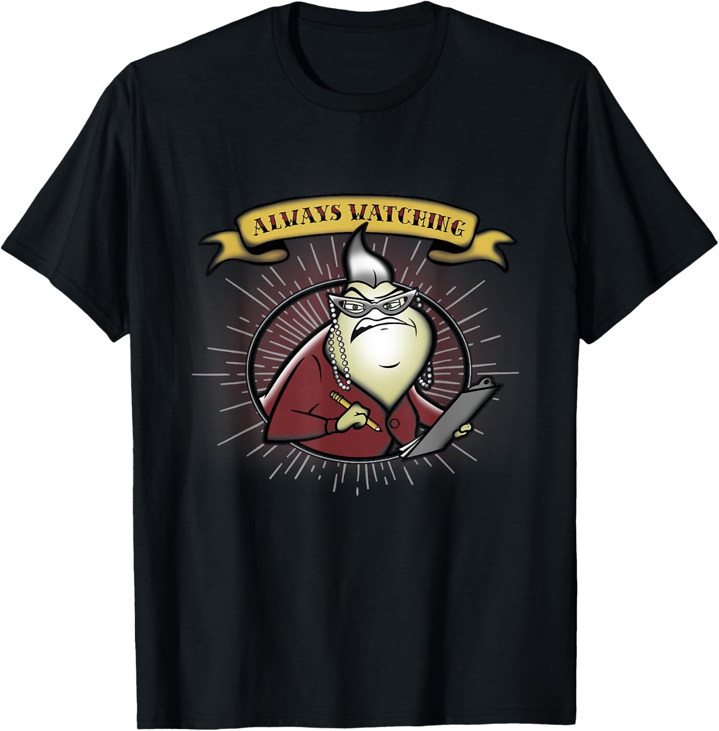 Disney Pixar Monsters Inc. Roz Always Watching Banner T-Shirt - T-Shirt | Black