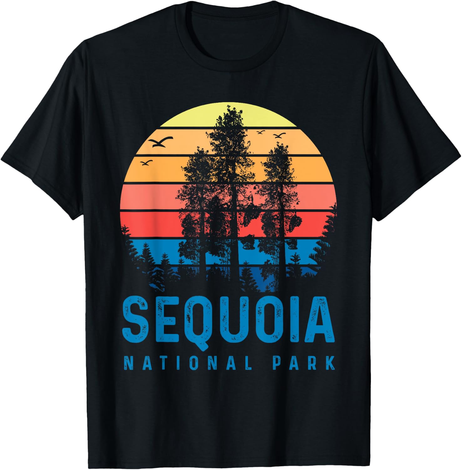 Sequoia National Park Sunset Retro T Vintage Apparel T-Shirt - T-Shirt | Black