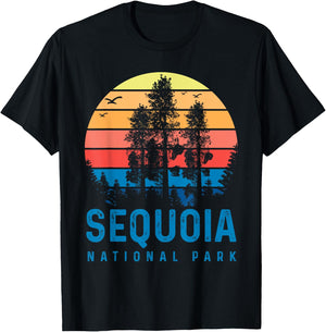 Sequoia National Park Sunset Retro T Vintage Apparel T-Shirt - T-Shirt | Black