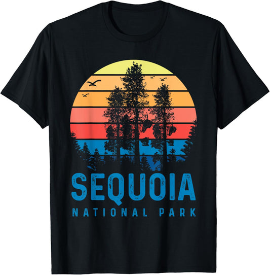 Sequoia National Park Sunset Retro T Vintage Apparel T-Shirt - T-Shirt | Black