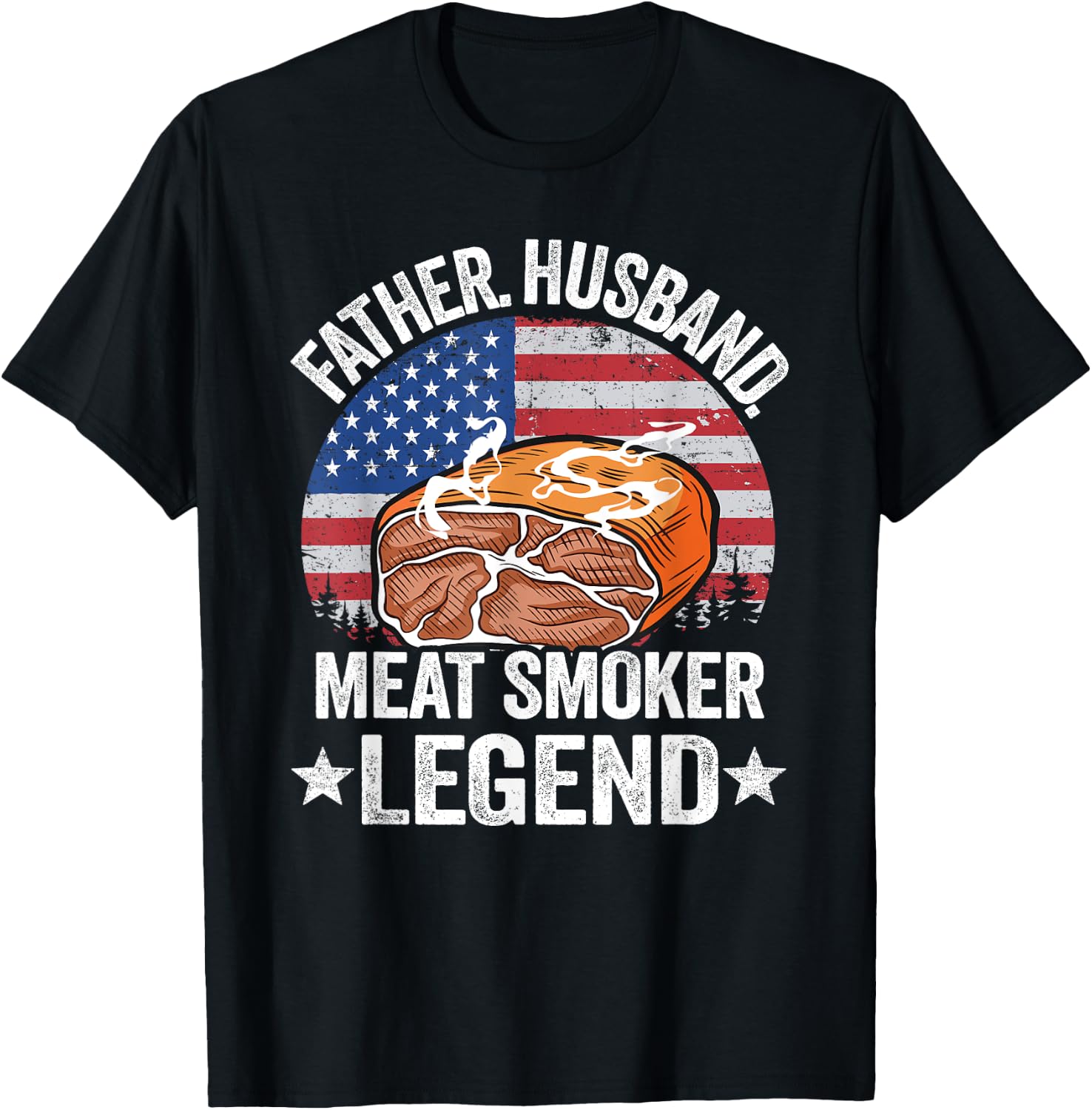 Father Husband Meat Smoker Legend Brisket Dad Meat Smoking T-Shirt - T-Shirt | Black