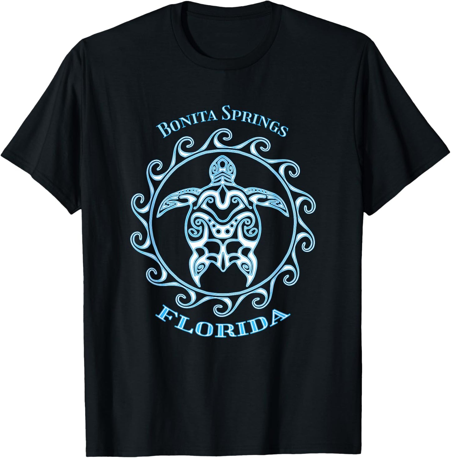 Bonita Springs Florida Tribal Sea Turtle Summer Men Women Girls Kids T-Shirt - T-Shirt | Black