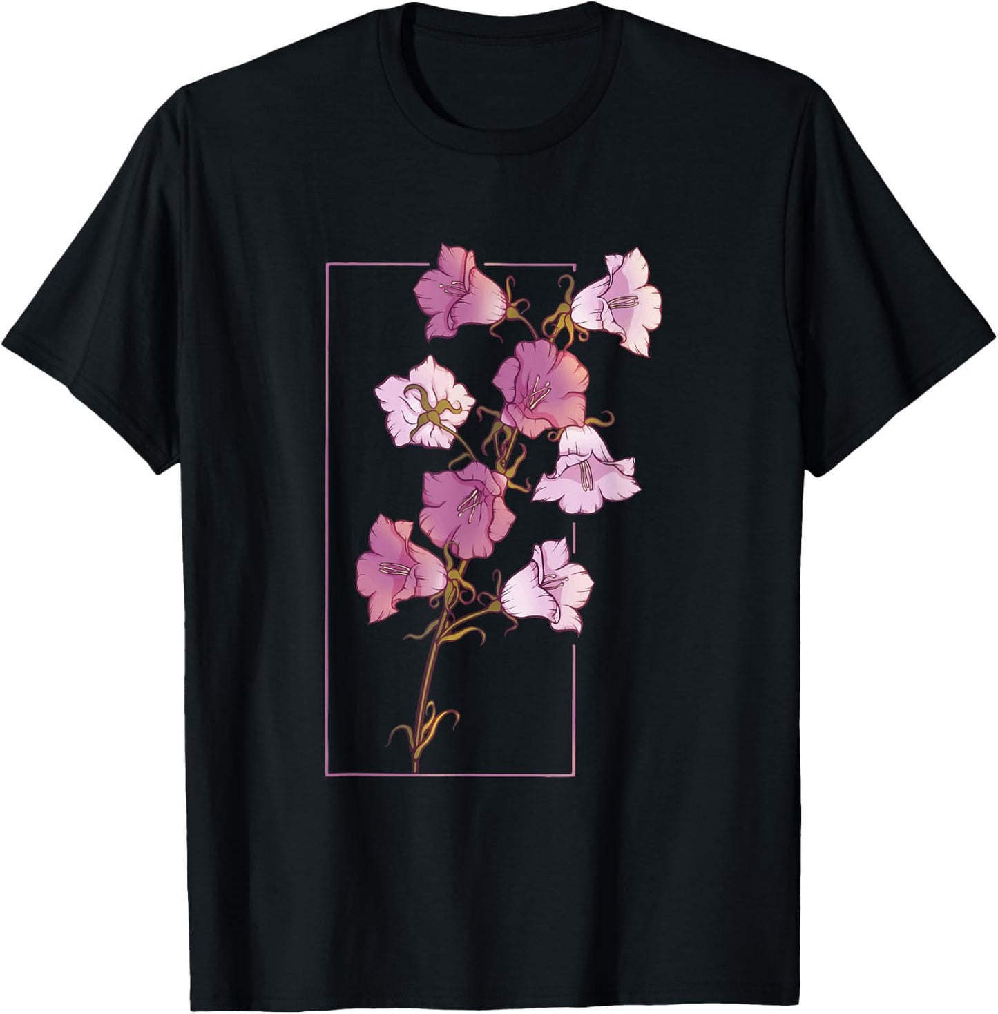 Floral Flower Bellflower Campanula Wildflower T-Shirt - T-Shirt | Black