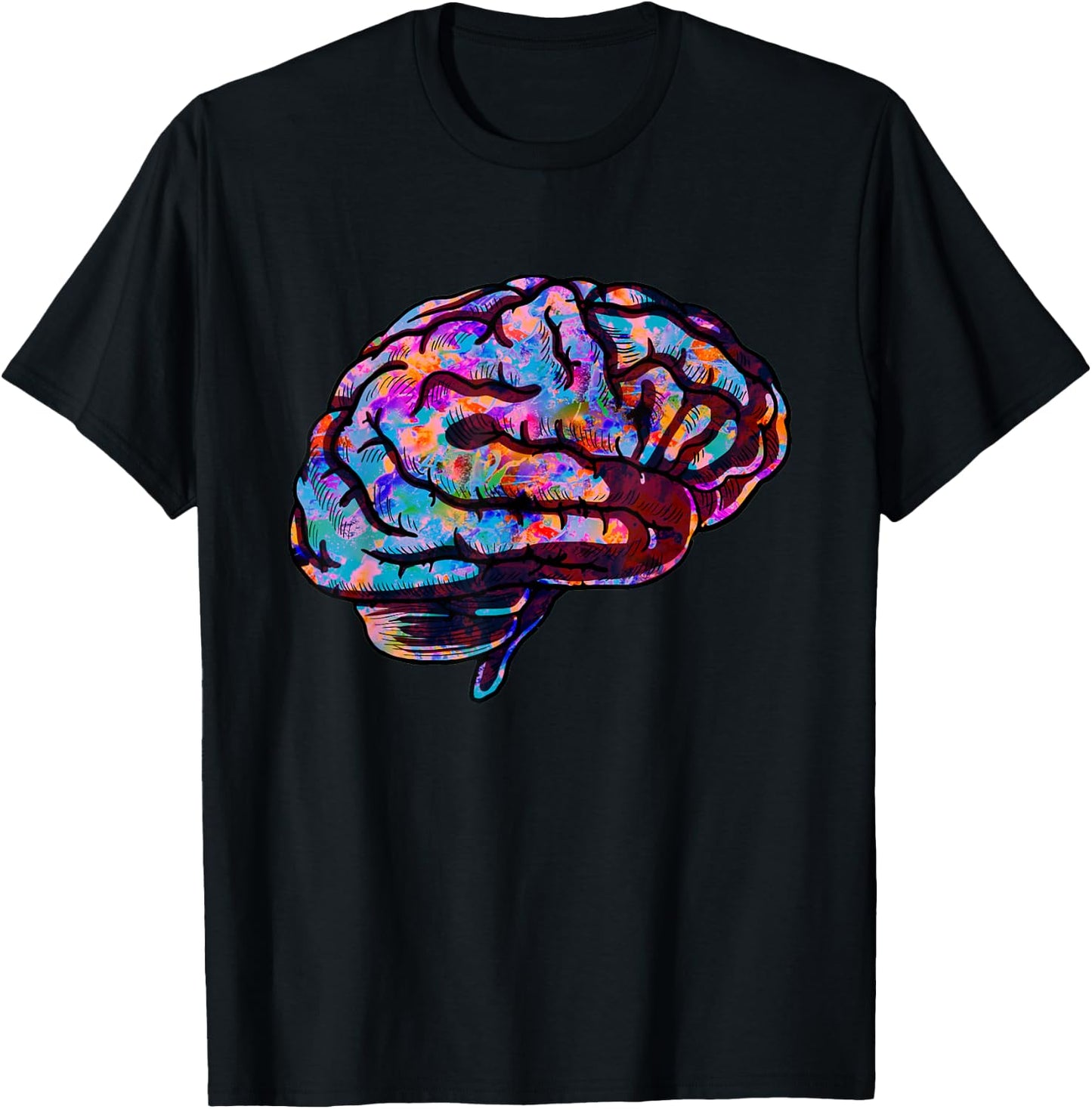 Phsychedelic Art Tie Dye Human Brain Cool Neurologist Gift T-Shirt - T-Shirt | Black