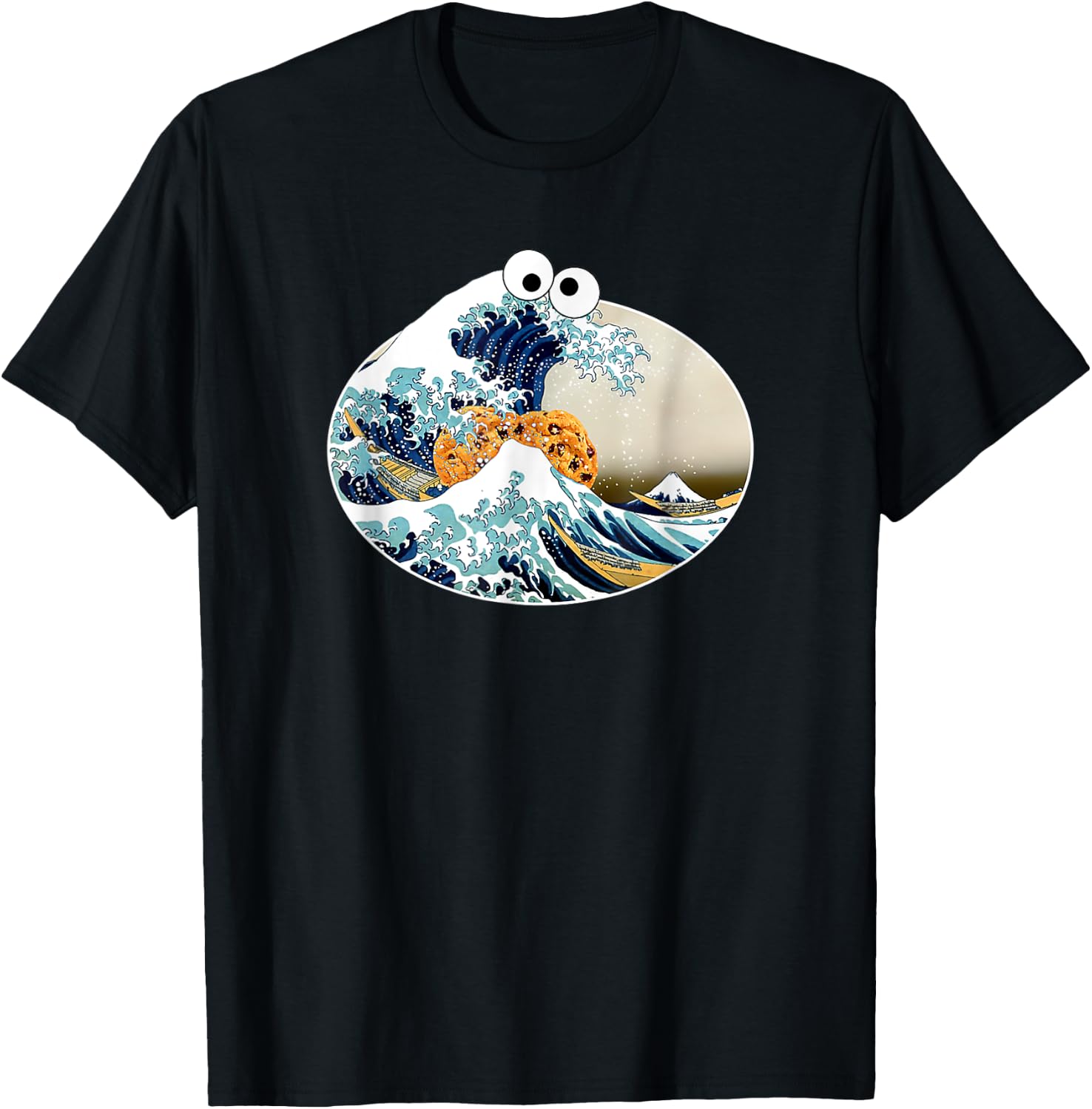 The Great Cookie Eating Wave Off Kanagawa - Googly Eyes Art T-Shirt - T-Shirt | Black