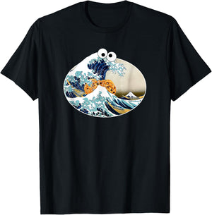 The Great Cookie Eating Wave Off Kanagawa - Googly Eyes Art T-Shirt - T-Shirt | Black