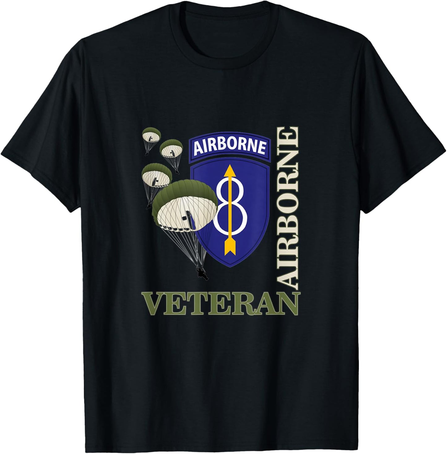 8th Airborne Division Veteran Paratrooper Veterans Day Xmas T-Shirt - T-Shirt | Black