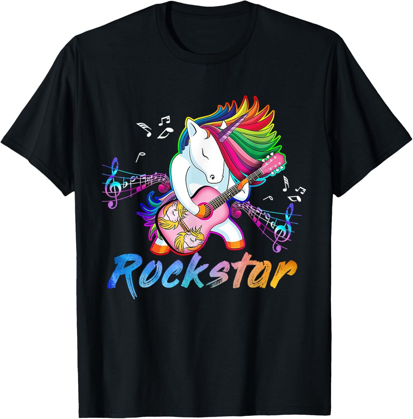 Unicorn Rock star Guitar Rockin' music singer T-Shirt - T-Shirt | Black