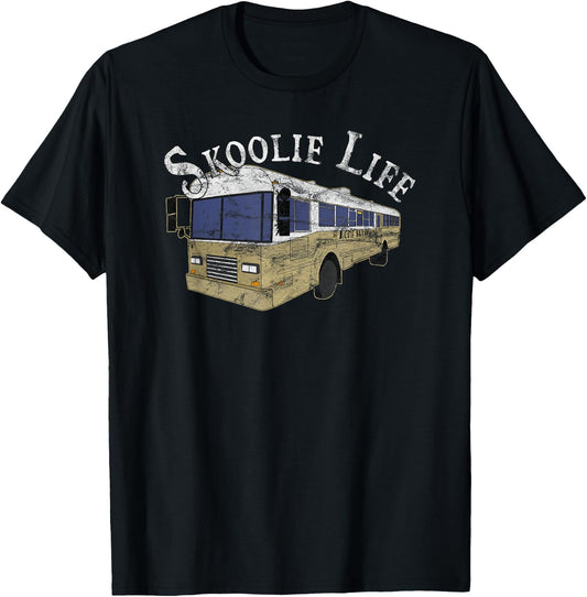 Skoolie Life Bus Conversion Nomad Lifestyle Vintage T-Shirt - T-Shirt | Black