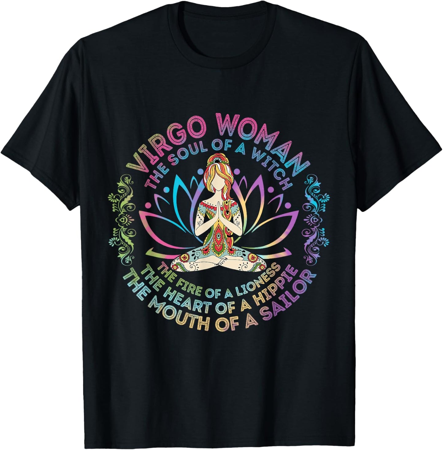 Virgo Woman The Soul Of A Witch Birthday Hippie Soul T-Shirt - T-Shirt | Black