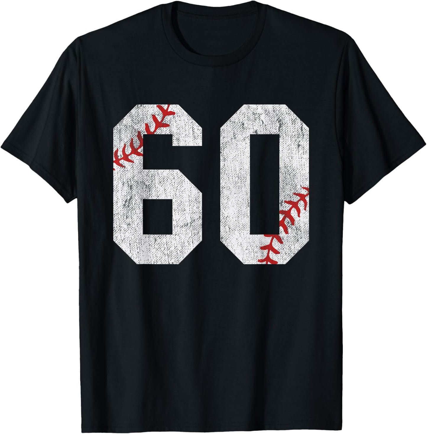 Number #60 Vintage 60th Birthday Baseball Lover 60 Years Old T-Shirt - T-Shirt | Black