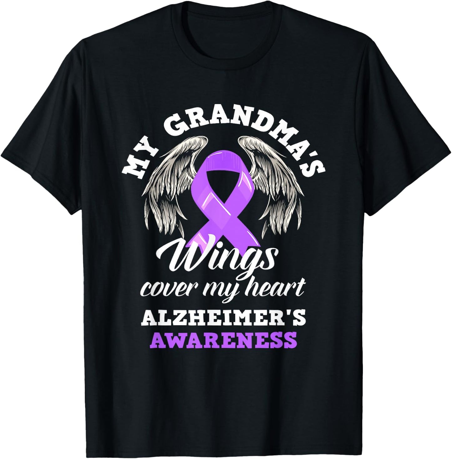 My Grandma's Wing Cover My Heart Alzheimer's Awareness T-Shirt - T-Shirt | Black
