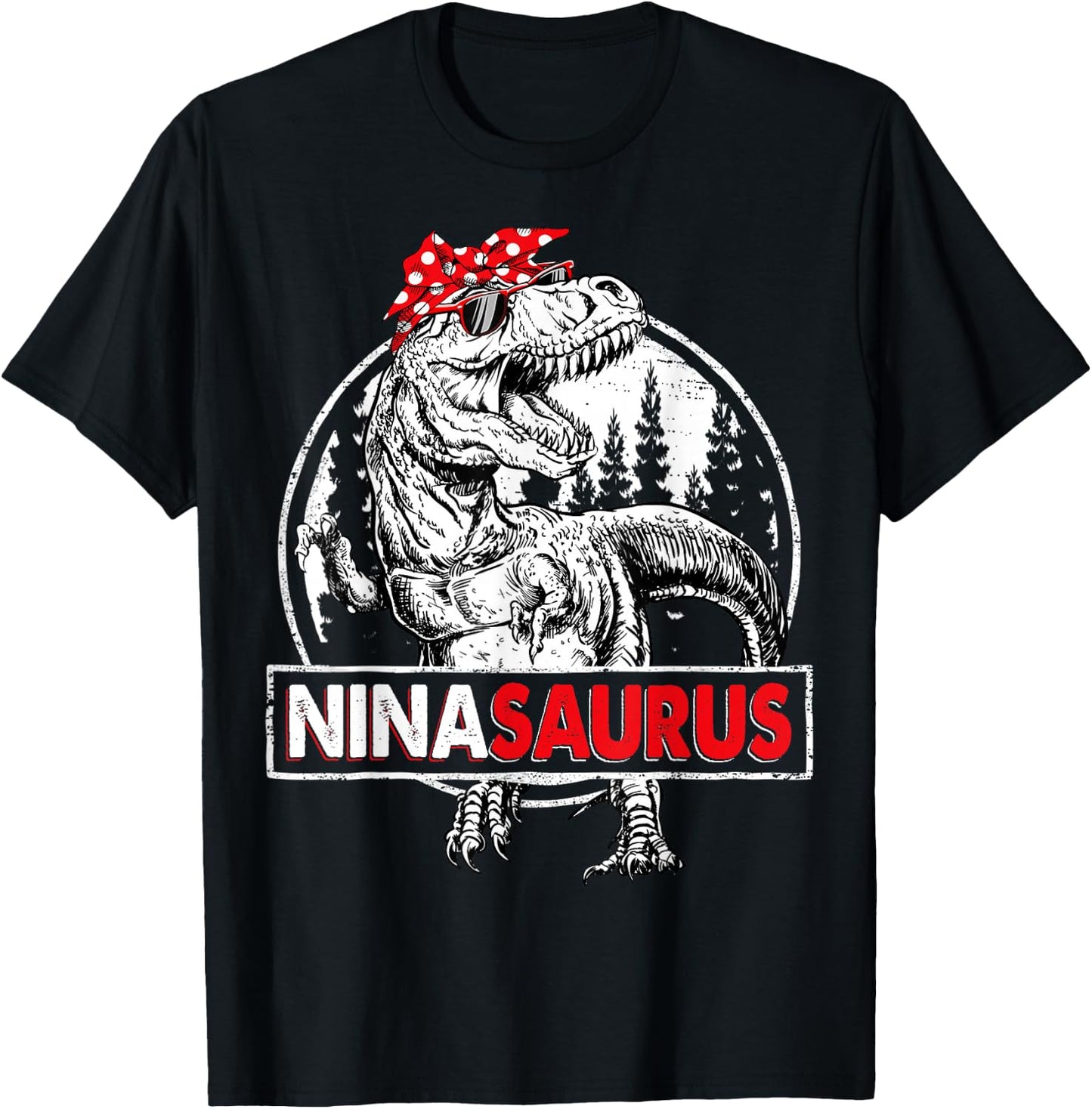 Ninasaurus T rex Dinosaur Nina Saurus Mother's Day T-Shirt - T-Shirt | Black