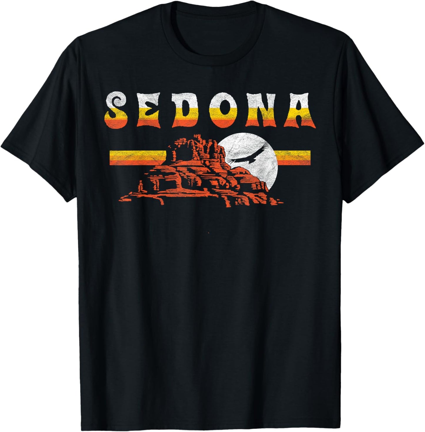 Sedona Arizona Vintage Distressed Bell Skirt Hiking Retro T-Shirt - T-Shirt | Black