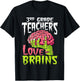 3rd Grade Teachers Love Brains Zombie Teacher Halloween T-Shirt - T-Shirt | Black