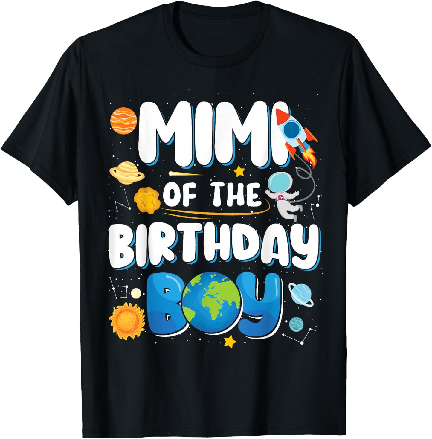 Mimi of The Birthday Boy Astronaut Family Space Planets T-Shirt - T-Shirt | Black