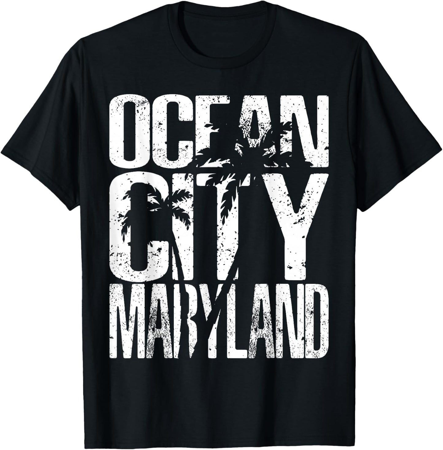 OCMD Ocean City Maryland retro vintage palm tree T-Shirt - T-Shirt | Black