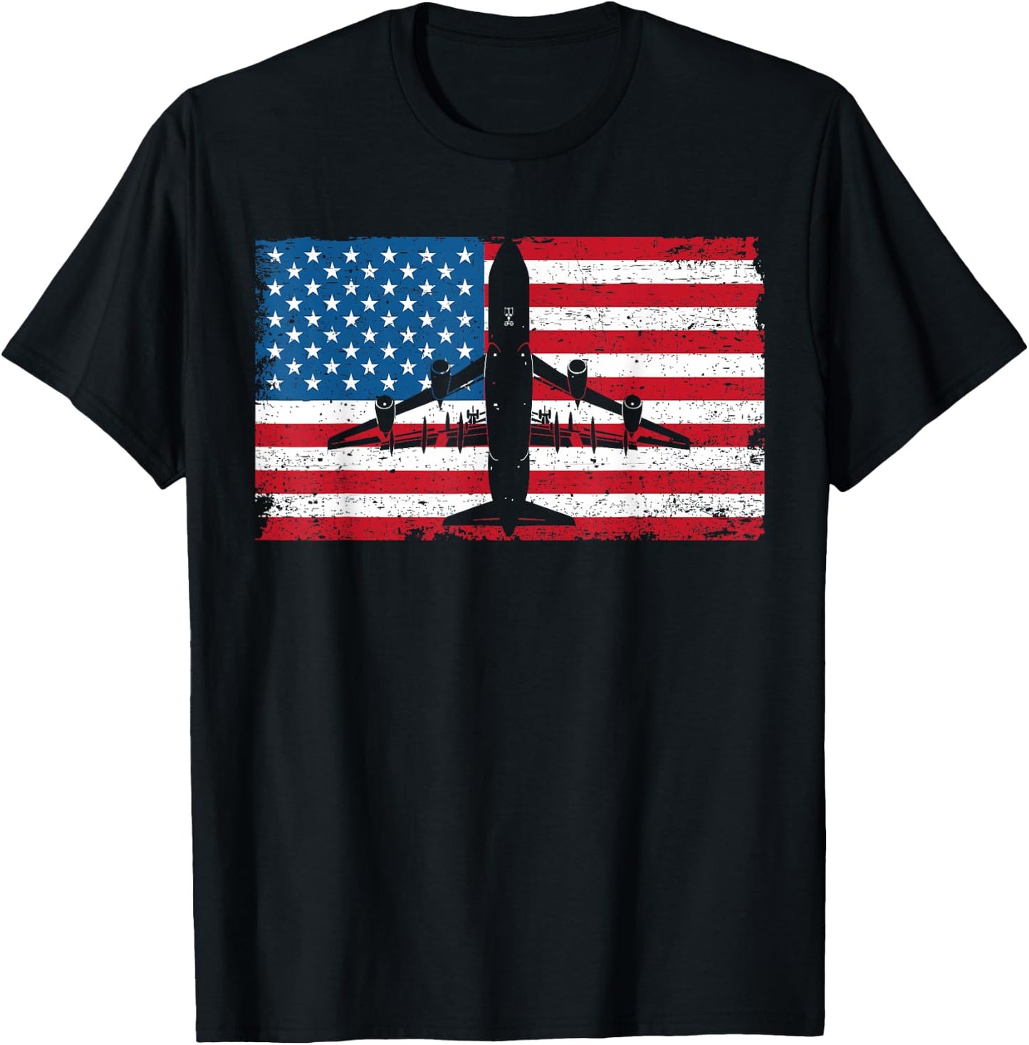 Patriotic KC-135 Stratotanker jet American flag T-Shirt - T-Shirt | Black