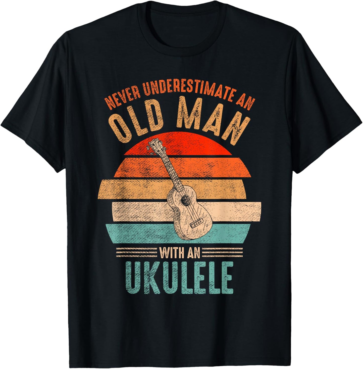 Vintage Never Underestimate An Old Man With An Ukulele T-Shirt - T-Shirt | Black
