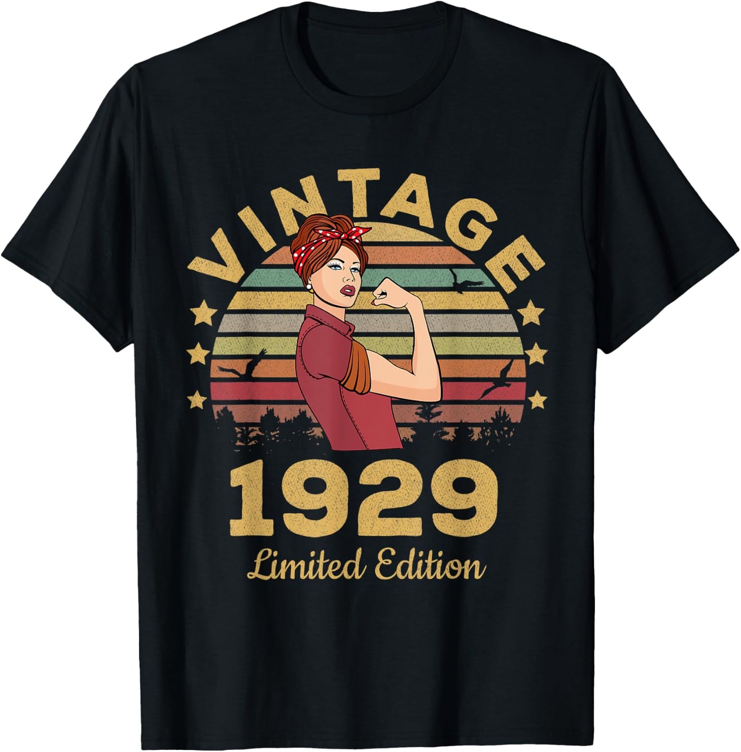 Vintage 1929 Made In 1929 92nd Birthday Women 92 Years T-Shirt - T-Shirt | Black