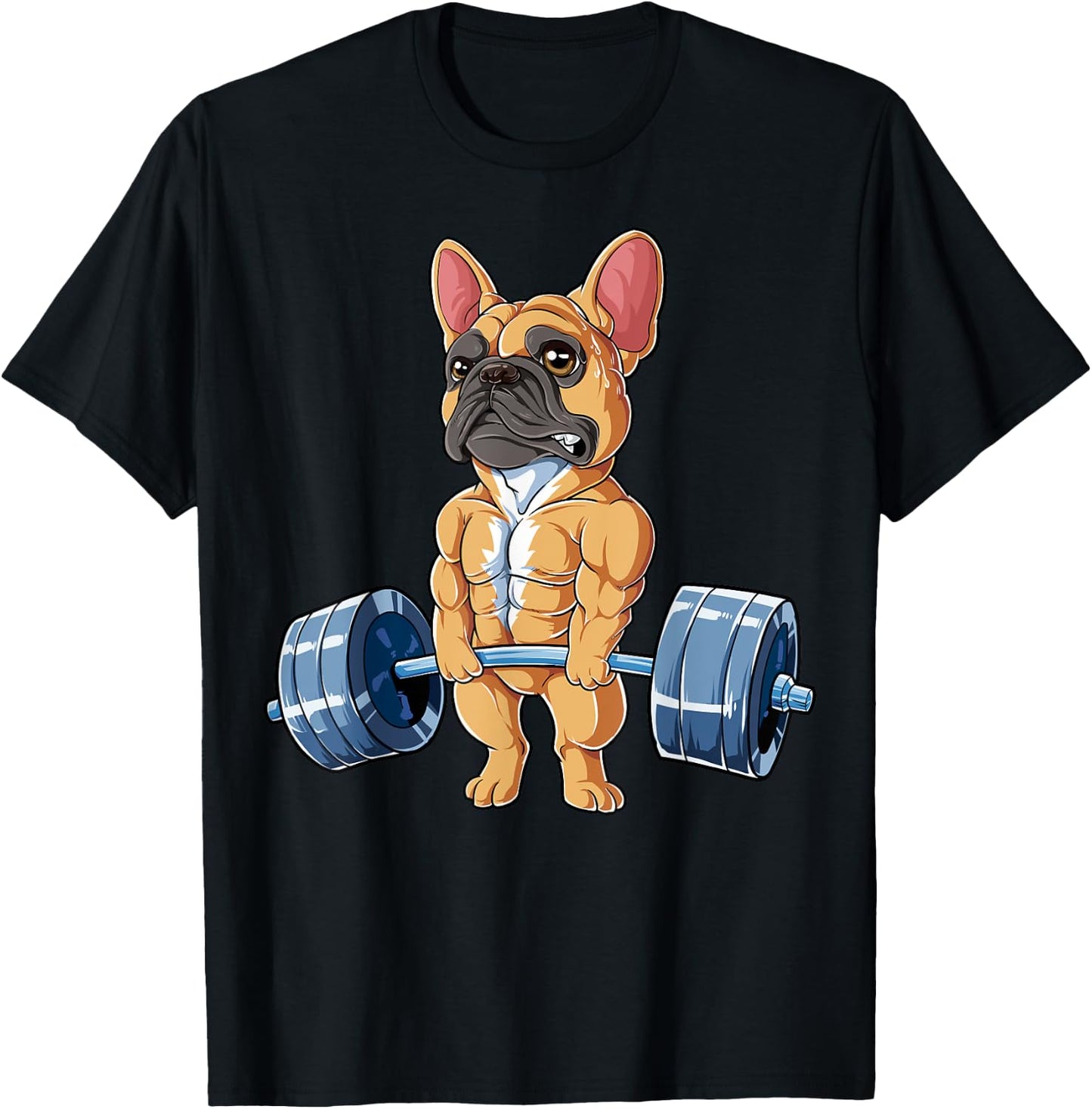 French Bulldog Weightlifting Funny Fawn Deadlift Fitness Gym T-Shirt - T-Shirt | Black