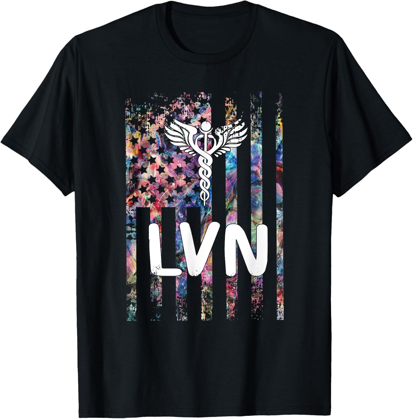 LVN US Flag Licensed Vocational Nurse LVN Nursing Student T-Shirt - T-Shirt | Black