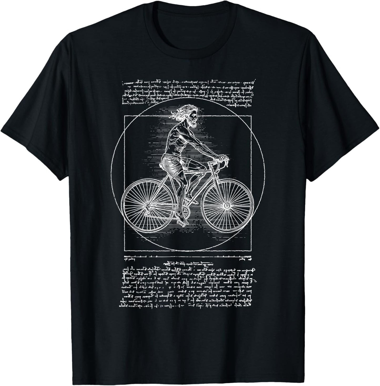 Vitruvian Man Bicycle Cyclist Leonardo Da Vinci Cycling T-Shirt - T-Shirt | Black