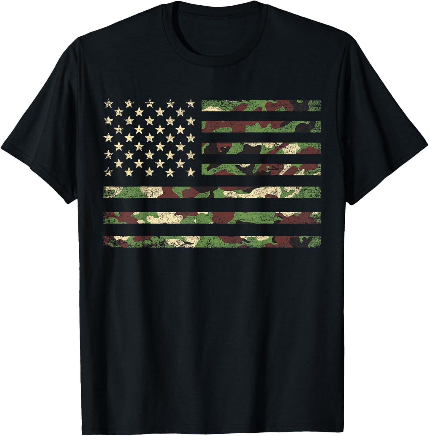 Patriotic USA Flag 4th of July Camo American Flag Camouflage T-Shirt - T-Shirt | Black
