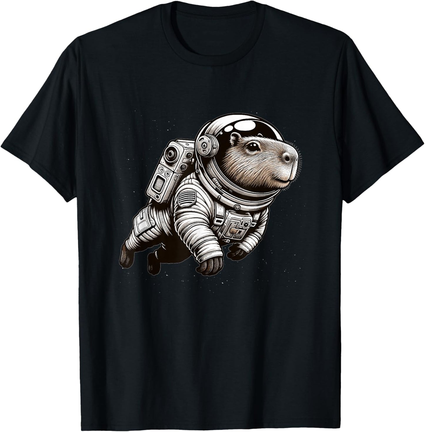 Astronaut Funny Capybara Space T-Shirt - T-Shirt | Black