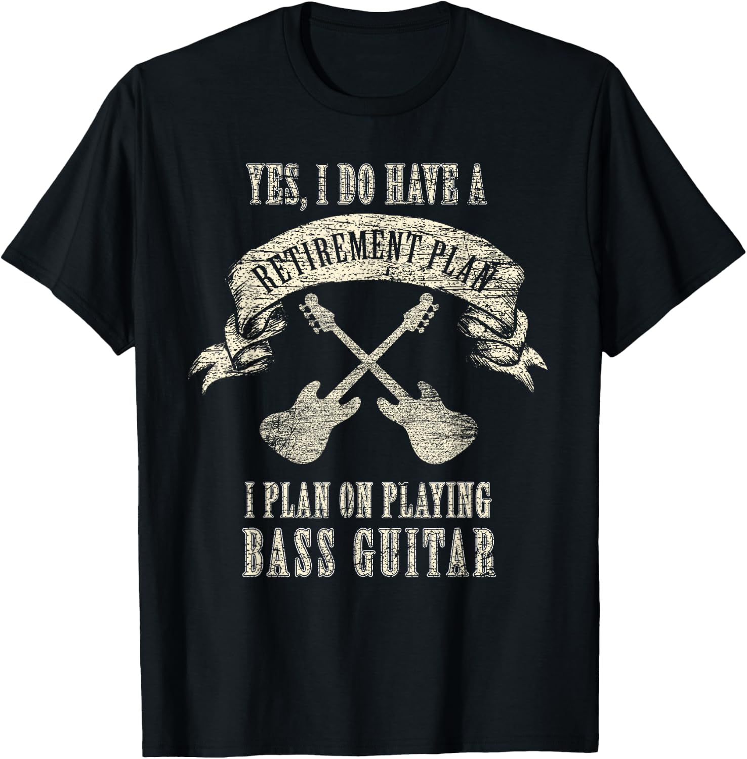 Retirement Plan Bass Guitar Player Bassist Vintage Retro T-Shirt - T-Shirt | Black