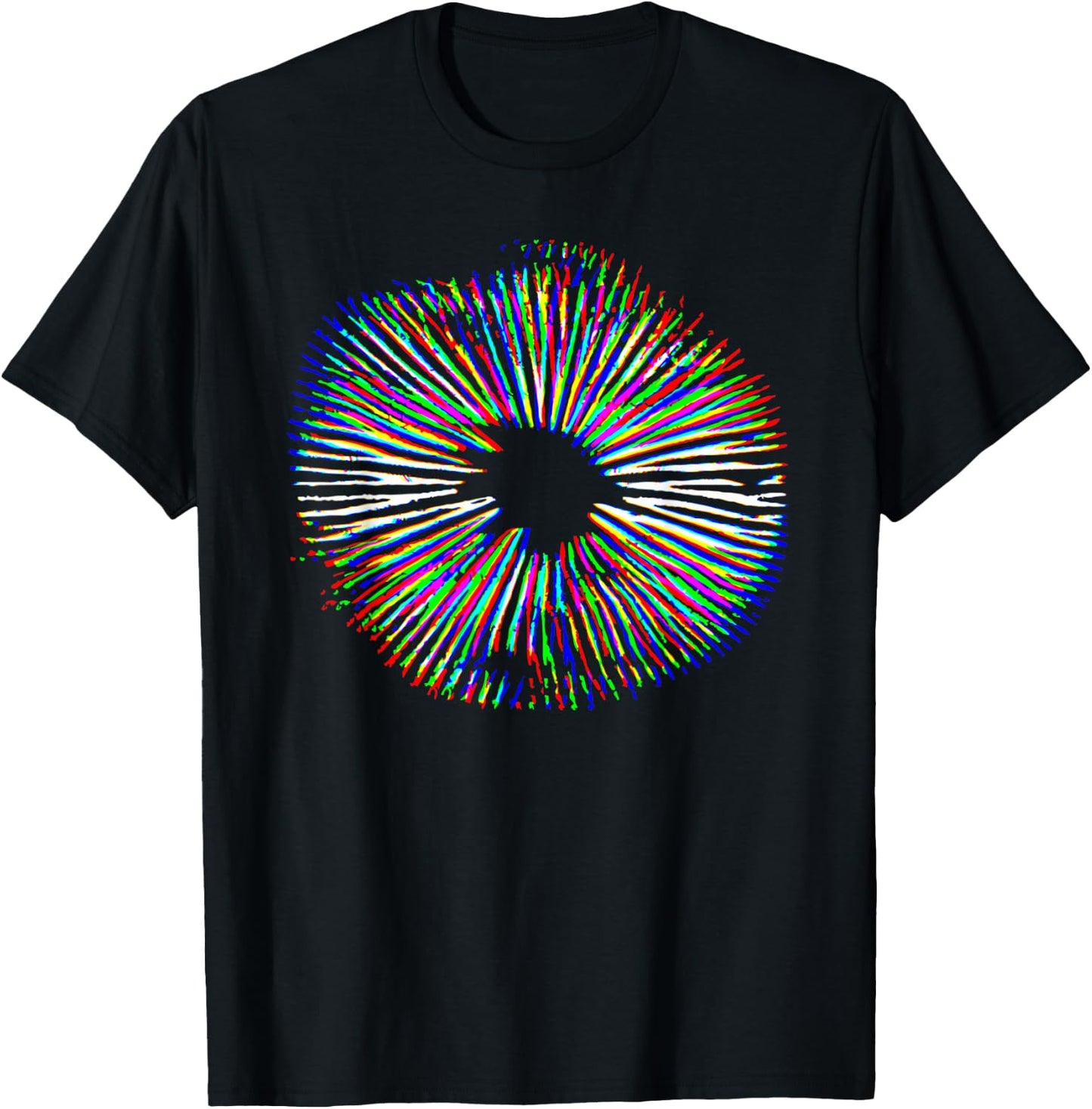 Psychedelic Mushroom Spore Print Mushroom Magic Present T-Shirt - T-Shirt | Black
