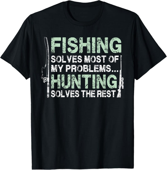 Funny Fishing Hunting Shirts Hunters and Fishermen T-Shirt - T-Shirt | Black