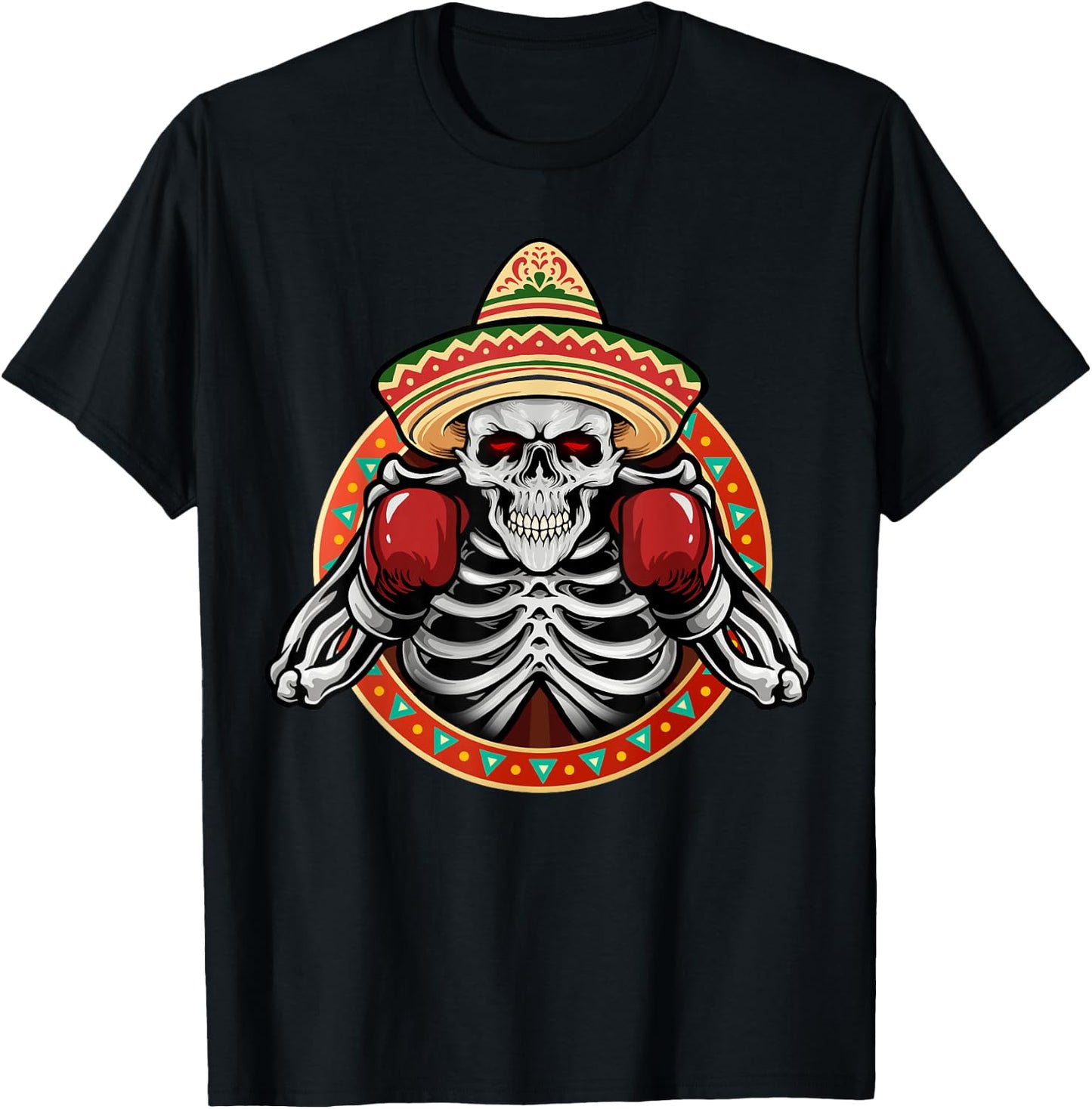 Cinco de Mayo Mexican Vintage style boxing Great skeleton T-Shirt - T-Shirt | Black