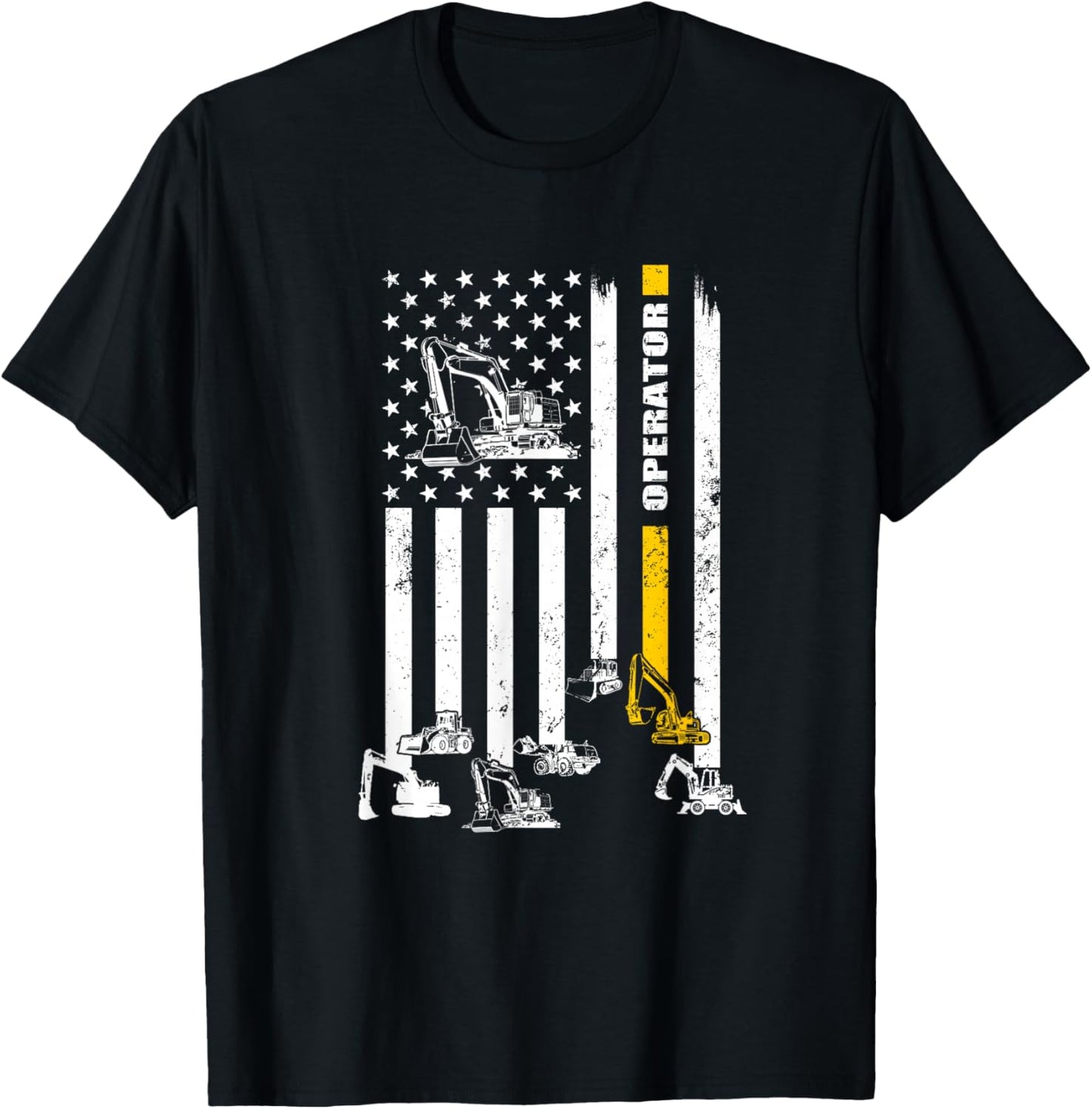 Heavy Equipment Operator USA Flag Operator Gift T-Shirt - T-Shirt | Black