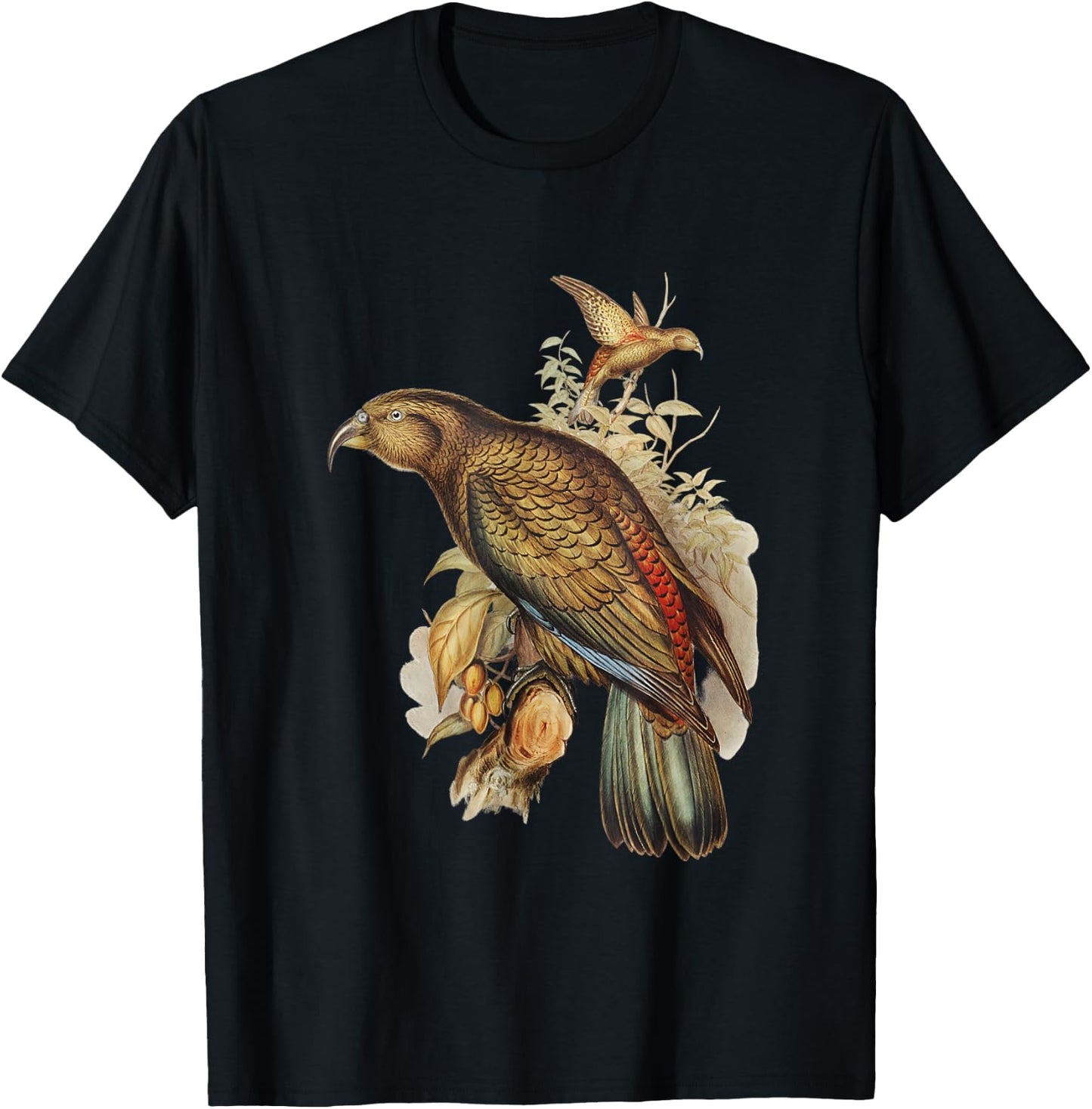 Vintage Kea Parrot Birds Illustration & Women T-Shirt - T-Shirt | Black